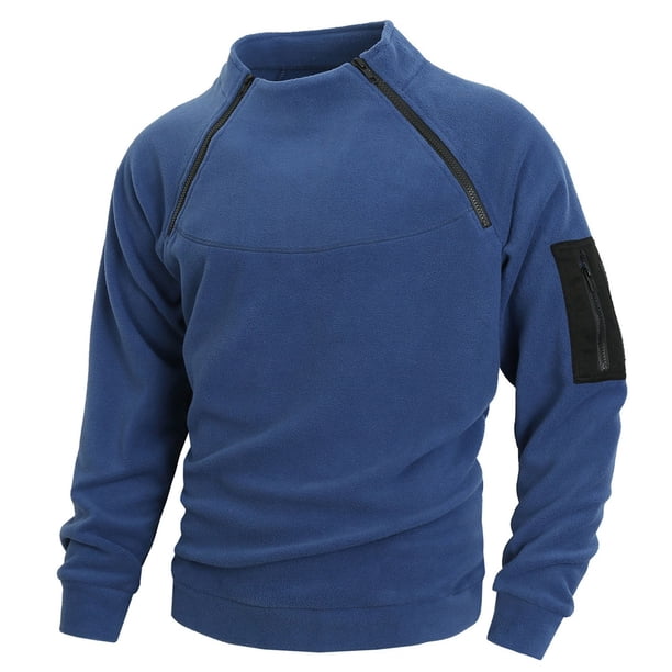 pstuiky camisas de manga larga para hombre, Suéter de forro polar con media cremallera y retazos para hombre, manga larga, cuello vuelto, cuello alto, abrigo de medio cuello camisetas de hombre l