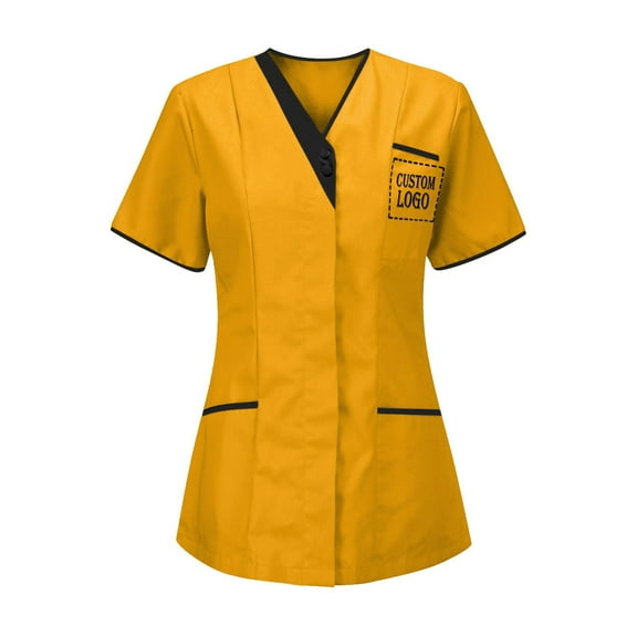 FRSASU Customer Customization Scrub Top for Women Modern Fit Medical Uniform Personalized Scrub Top for Nurses and Healthcare Professionals Ideal for Clinics and Medical Teams Yellow