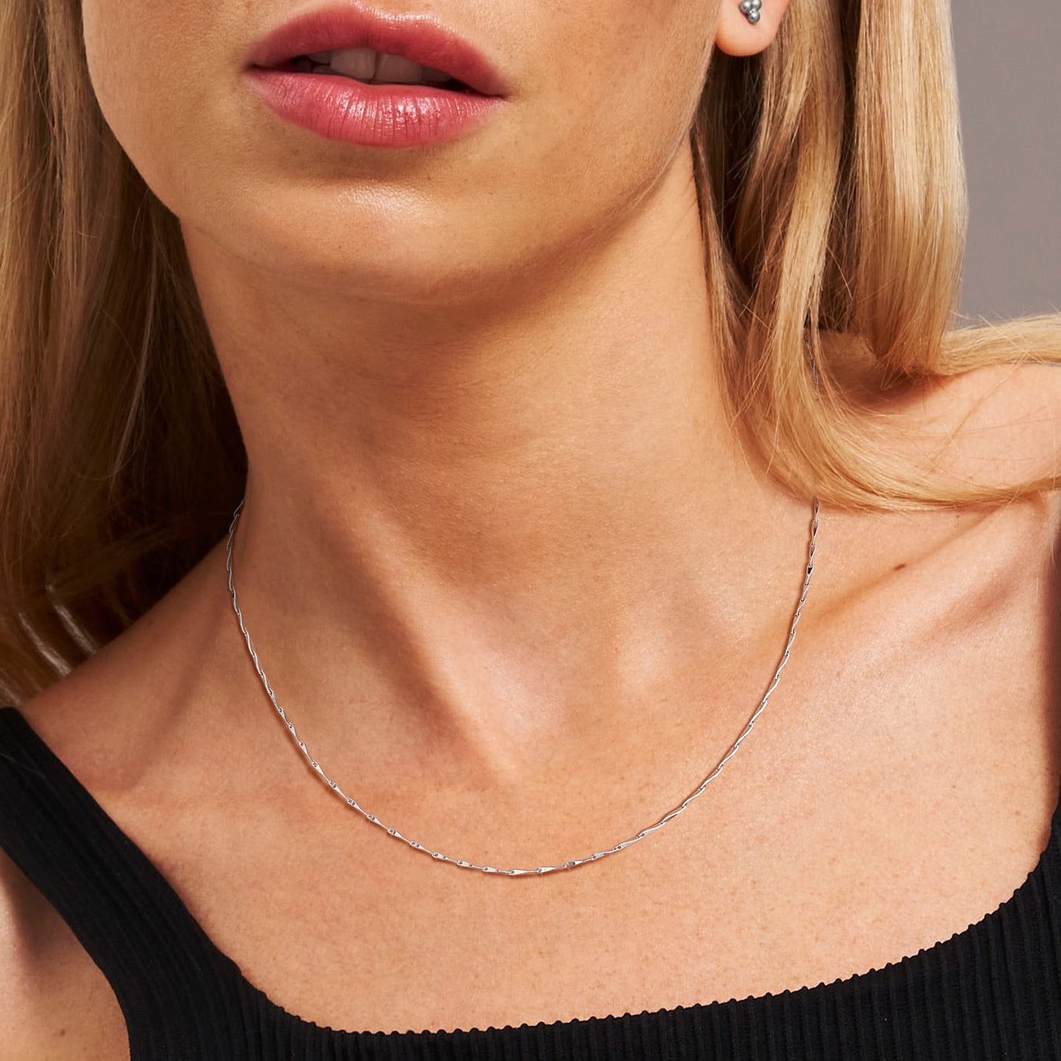 Suplight 925 Sterling Silver Women Necklace Melon Chain for Women 1mm 18"22" Slim Chain Jewelry Gift