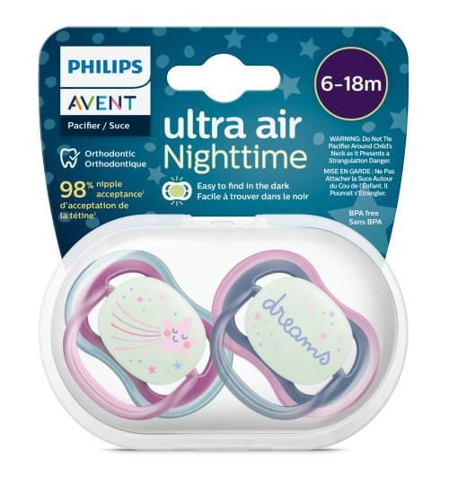 Philips Avent Ultra Air Pacifier 6-18m, falling star / dreams, nighttime, 2 pack SCF376/14