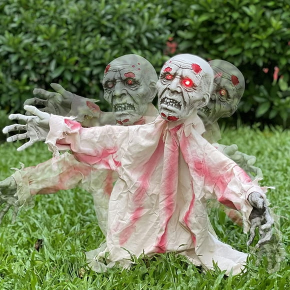 Outdoor Halloween Scary Decorations Zombie Groundbreaker Décor, Moveable Creepy Scary Animated Sound Effect Prop for Hallowmas Haunted House Lawn Yard Party