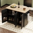 thumbnail image 3 of AVAXA 51" Fluted Kitchen Island with Drop Leaf, Farmhouse Accent Kitchen Island on Wheels with Internal Storage Rack, Rolling Kitchen Cart with Towel Rack for Kitchen, Dining Room, Black Ash, 3 of 23