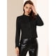thumbnail image 2 of Chaqueta de Gamuza Sintética Allegra K Cuello Alto Cremallera Manga Larga Abrigo de Motociclista Negro, 2 of 6