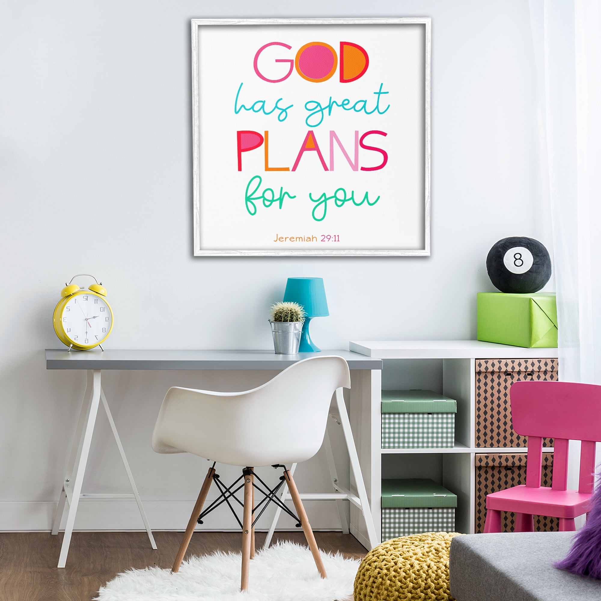 Stupell Industries Whimsical God's Plans For You White Framed Giclee Art, design by SD Graphics Studio