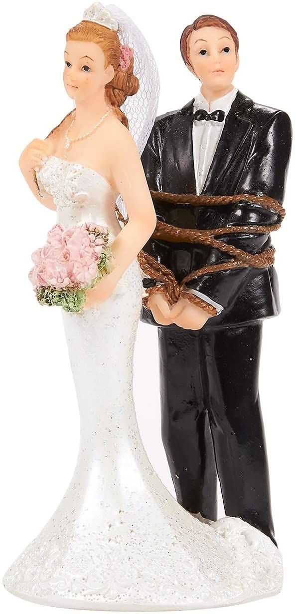 Wedding Skeleton Cake Topper-Bride Caring Groom-Halloween Party Supply-Funny 