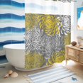 thumbnail image 5 of No Hook Shower Curtain with Built-in Rings - Yellow Gray Floral Washable Waterproof Fabric Bathroom Curtains for Hotel,Rentals, 72X 96 Inch Extra Long , Abstract Flowers Pattern, 5 of 9
