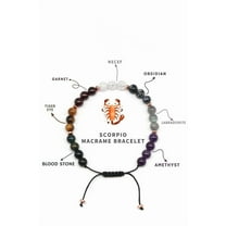 Scorpio Gemstone Bracelet, Zodiac Sign Gemstone Bracelet, Garnet, Amethyst, Obsidian & Healing Stones, November Birthday Gift Growth Jewelry 6mm 7inches
