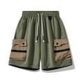 thumbnail image 3 of Cmfcve Plus Size Summer Casual Work Shorts for Men Elastic Waistband Drawstring Lightweight Color Block Shorts with Pockets, 3 of 5