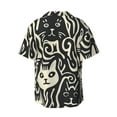 thumbnail image 6 of Daiia Abstract Cat Faces Pattern Men's Linen Shirts Short Sleeve Casual Shirts Button Down Shirt for Men Beach Summer Wedding Shirt-Large, 6 of 6