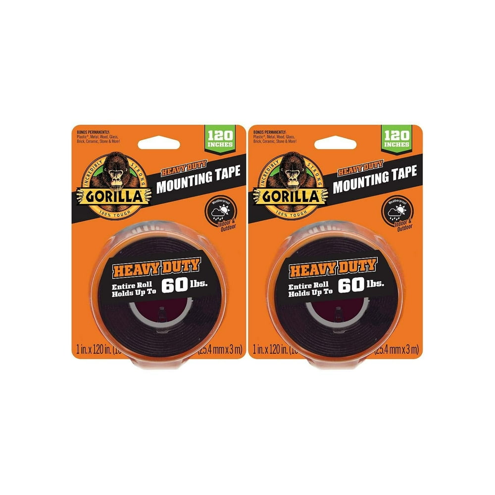 Gorilla Heavy Duty Double Sided Mounting Tape XL, 1" x 120", Black