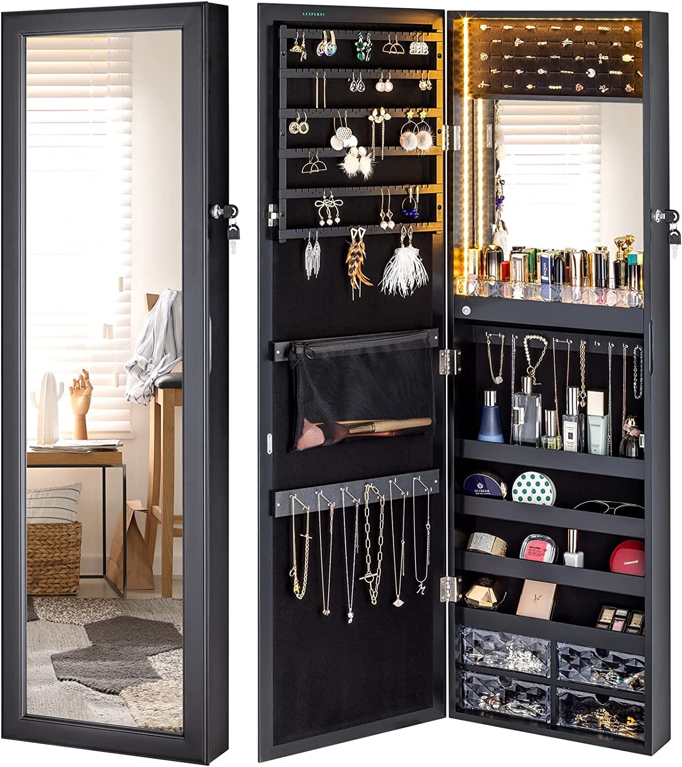 SHMAMT Mirror Jewelry 79 LED Lights WallMount/DoorHanging