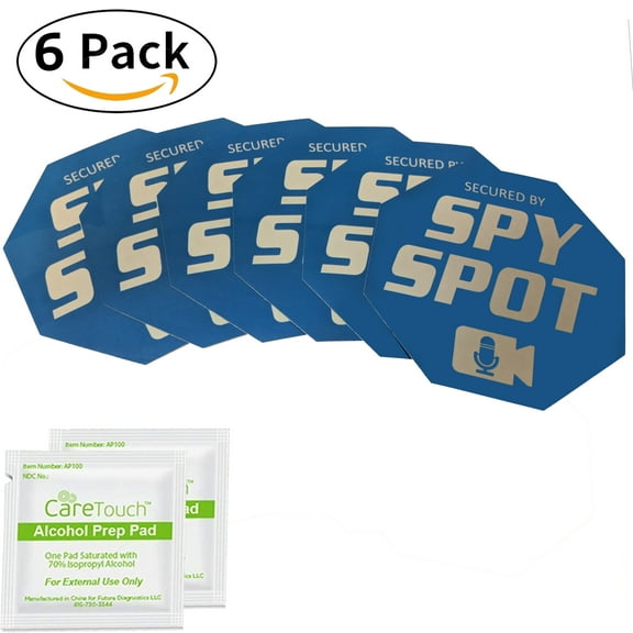 Spy Spot Set of 6 Spy Spot ADT Style Vinyl Sticker 4" 2.5" Decals UV Resistant Weatherproof Professional Laminate