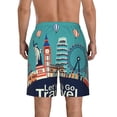 thumbnail image 3 of Kdxio Let's go Travel Pattern Mens Casual Shorts - Drawstring Summer Beach Sports Shorts for Men, 3 of 9