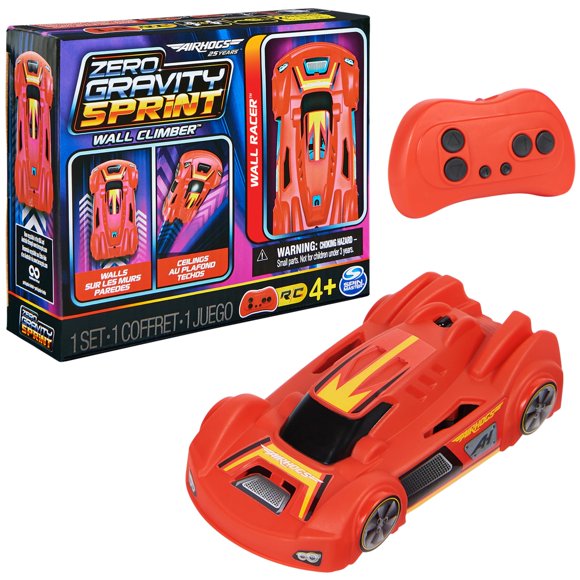 Air Hogs, escalador de pared para coche Zero Gravity Sprint RC, corredor de pared interior recargable USB Micro B rojo, más de 4 pulgadas, juguetes para niños de 4 años en adelante