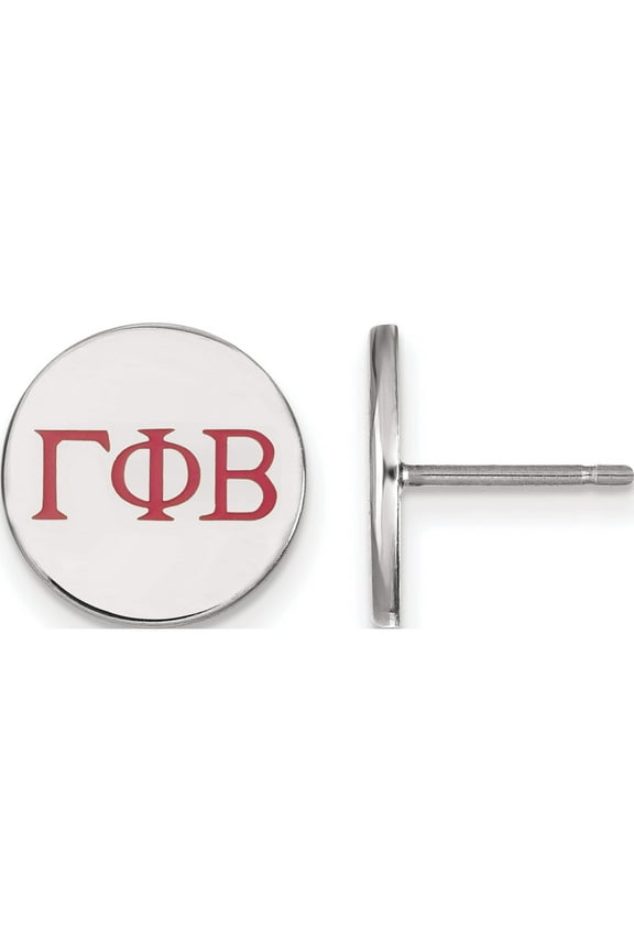Sterling Silver Rh-Plated Logoart Gamma Phi Beta Enameled Post Earrings (12 X 12) Made In United States ss032gpb