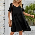 thumbnail image 6 of Baqcunre Womens Dresses,Ladies V Neck Layered Ruffle Hem Pocket A Line Mini Swing Beach Short Sleeve Dress Holiday Dresses for Women,Long Dresses for Women Casual Dresses for Women Black S, 6 of 6