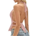 thumbnail image 5 of Heisall Womens Summer Tops Halter Neck Backless Tie Detail Sexy Y2K Style Solid Color Fashion Blouses, 5 of 8