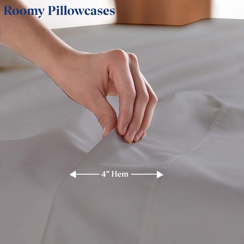 SKY BEDDINGS King Size Pillowcase Set of 2 - Light Grey Super Soft Pillow Cases King, 600 Thread Count 100% Egyptian Cotton, Breathable, Cool, Sateen Weave Sleeping Pillow Covers - Light Grey
