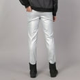 thumbnail image 3 of SWSMCLT Men's Faux Leather Leggings Skinny Winter Mardi Gras Dance Pants Ankle Soft Snow Stretch Outfit Silver 30, 3 of 4