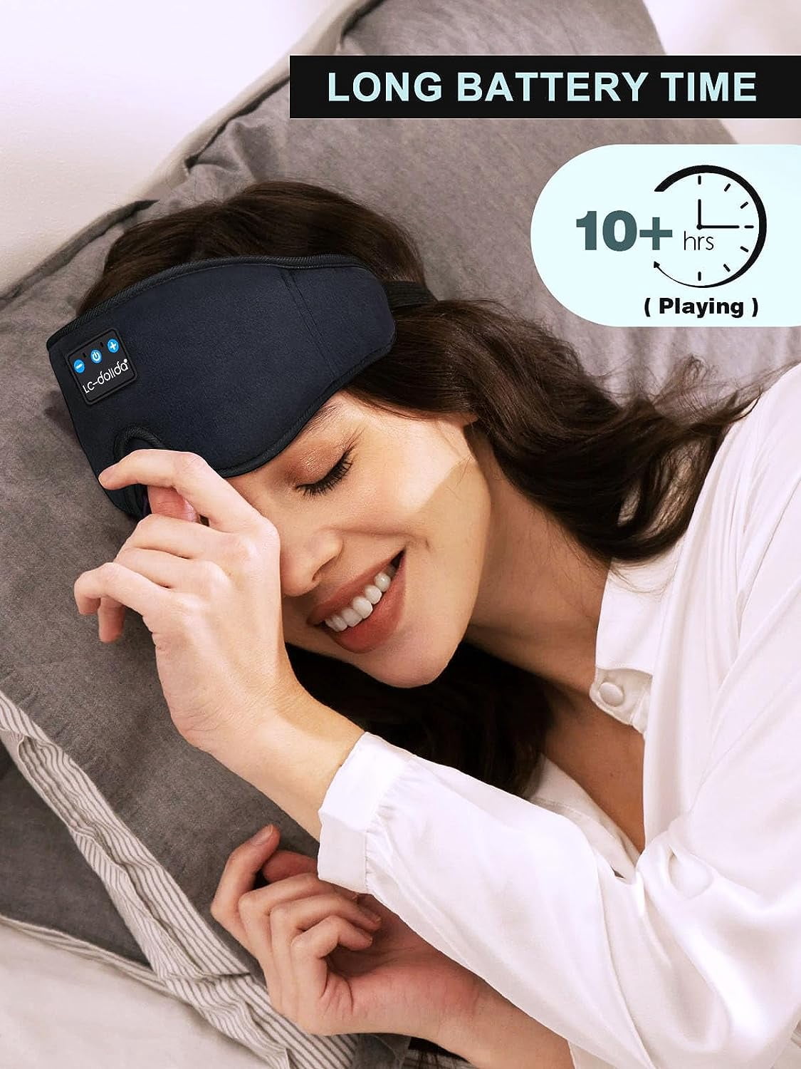 3D Sleep Mask with Bluetooth Headphones, Sleeping Headphones for Side Sleepers, Adjustable Sleeping Mask with Stereo Speaker for Travel Meditation Gift
