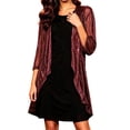 thumbnail image 2 of LEKWK Sequin Cardigan Jacket Women Open Front Sparkly 3/4 Sleeve Coat Elegant Evening Party Wedding Guest Dressy Fall Outerwear Red XL, 2 of 8