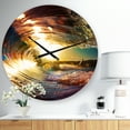 thumbnail image 2 of Designart 'Colored Ocean Waves Falling Down III' Coastal wall clock, 2 of 3