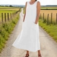 thumbnail image 5 of JGGSPWM Women's Linen Sleeveless Maxi Dress Tank Sundress with Pockets Lightweight Loose Summer Beach Long Dresses for Vacation Casual White L, 5 of 8