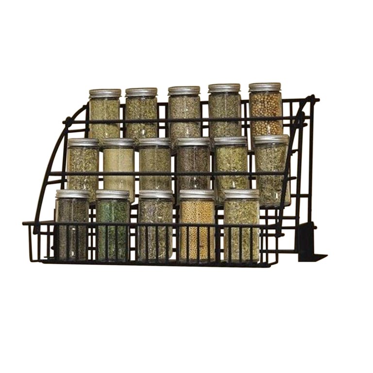 Rustic Brown Dual Tier Wire Spice Rack Jars Storage Organizer – MyGift