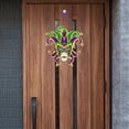 thumbnail image 3 of Jiibva Mardi Gras Door Decorations Porch Sign, New Orleans Mardi Gras Decorations Door hanger, Masquerade Mask Carnival Parades Party Wall Window Hanging Decorations, 3 of 7