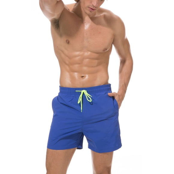 Suslo Couture - Traje de baño estándar de Secado rápido para Hombre, Azul Rey Sólido, Large
