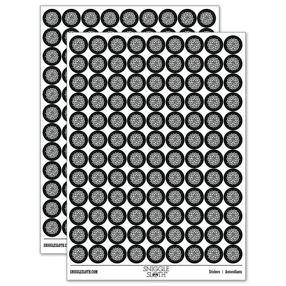 Beautiful Dahlia Flower 200  Round Stickers - Black - Gloss Finish - 0.50" Size