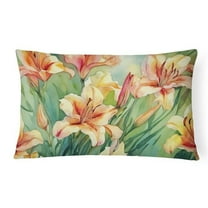 Carolines Treasures DAC1710PW1216 16 x 12 in. Unisex Utah Sego Lilies in Watercolor Fabric Decorative Pillow