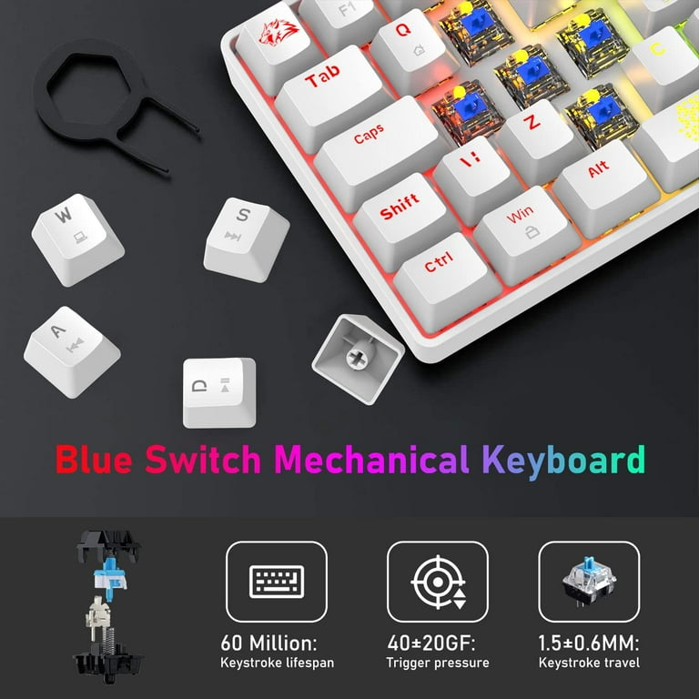 Wired Gaming Keyboard 60% True Mechanical Keyboard Mini Portable 62 Keys 19  RGB Chroma LED Backlit Full Keys Anti-Ghosting for Gamers and Typists