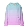 thumbnail image 4 of Mercatoo Teen Girls Ribbed Hoodies Gradient Color Cute Trendy Pullover Hoodie with Pockets Kids Fleece Warm Sweatshirts Clothes, 4 of 7