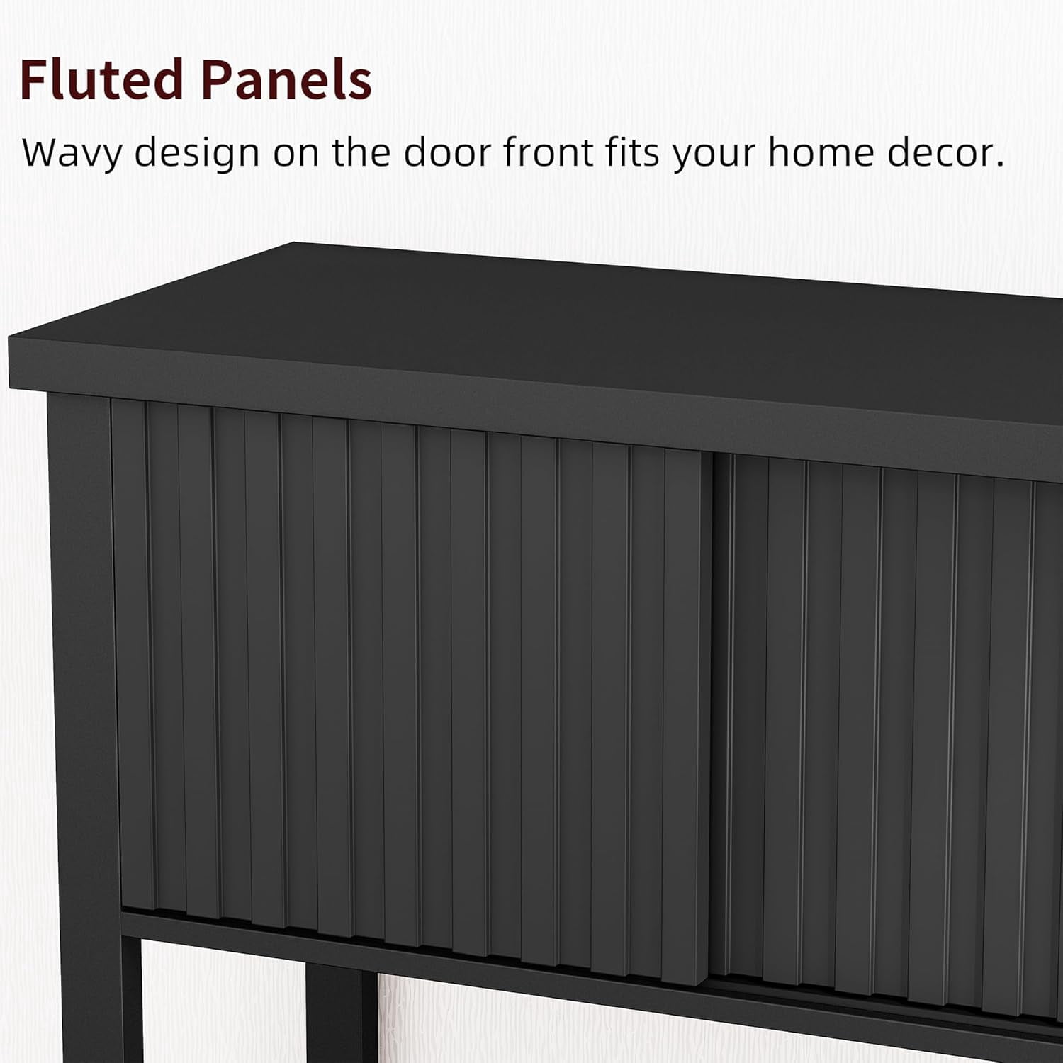 FROMJBEST 31.5" Black Entryway Console Table with Sliding Drawer Doors and Storage Shelf for Hallway, Living Room, or Office