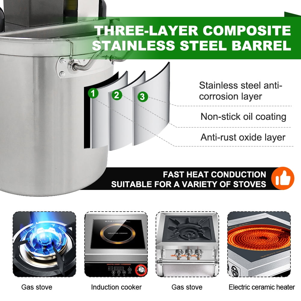 HNZXIB 25L Automatic Food Mixer Commercial Stainless Steel Food Mixer Hot Pot Stirrer Seasoning Frying Machine 110V Adjustable stirring speed For Jam Sauce