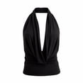 thumbnail image 4 of WAYUTE Womens Tank Tops Elegant Halter Solid Color Slim Fit Cropped Top Backless Knit Vest Party Night Out Fashion Summer,Black,S, 4 of 4