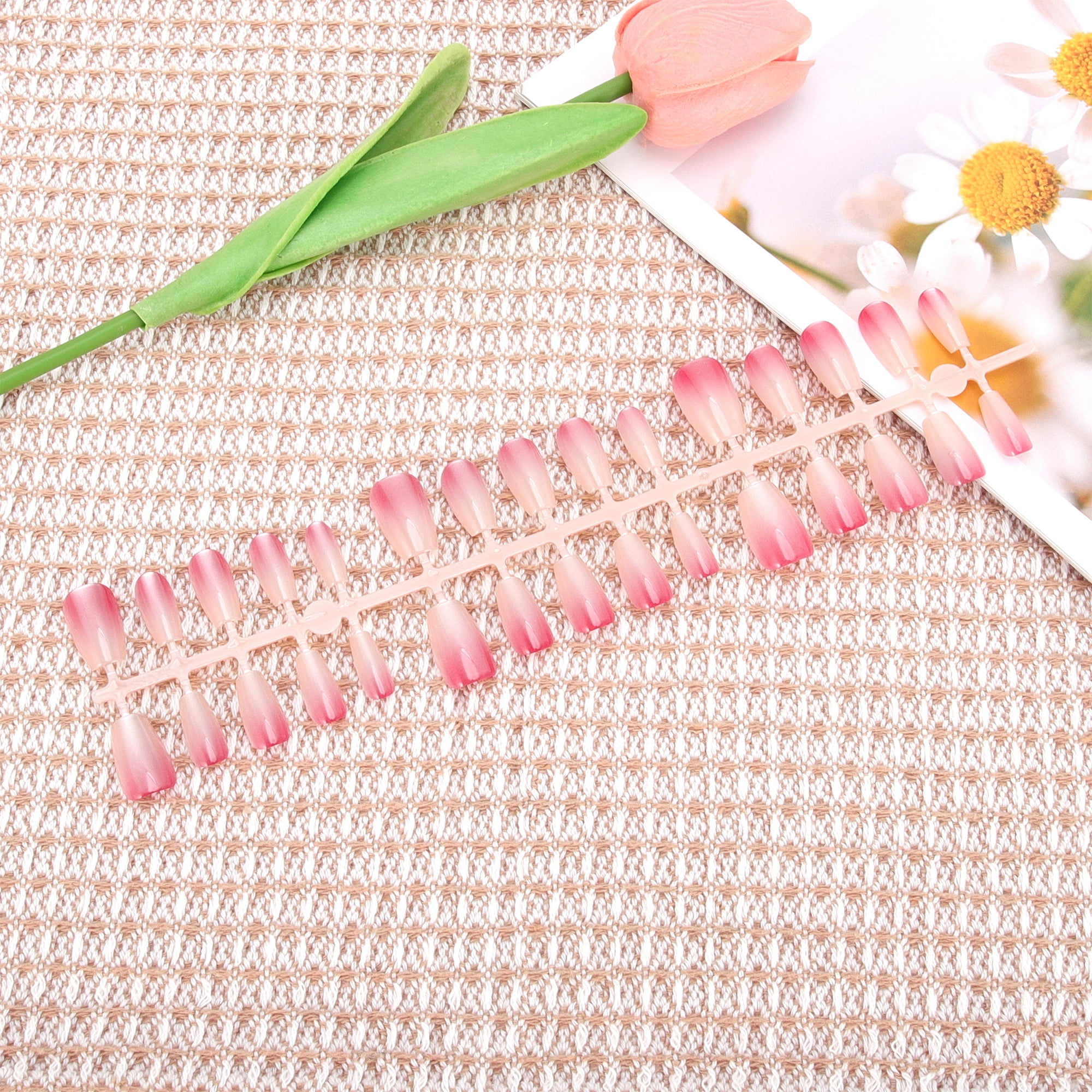 Unique Bargains Gradient Short Coffin Fake Nails 1Set/30Pcs 193-02