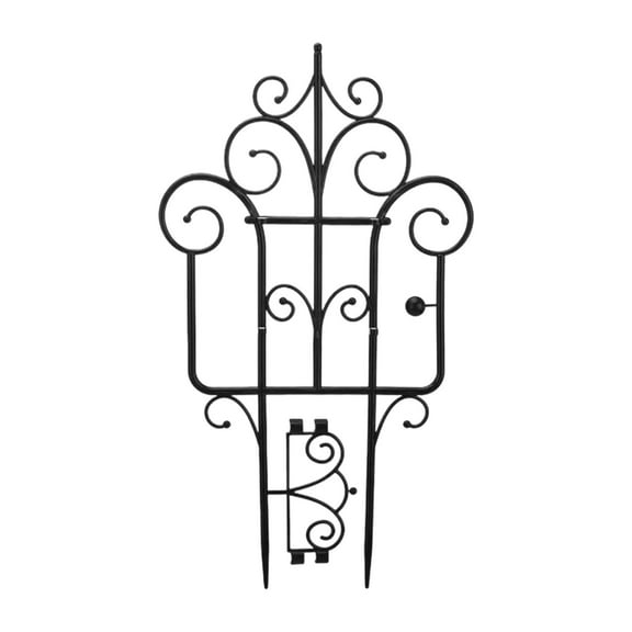 Stackable Garden Fence Panels - Black Plastic Plant Support Trellis for Climbing Vines - Decorative Lawn Edging & Flowerbed Border