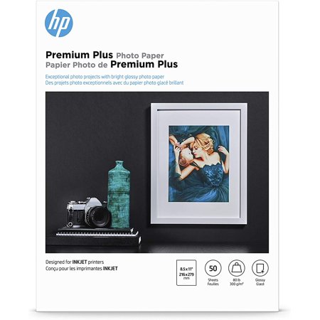 Premium Plus Photo Paper, Glossy, 8.5x11 in, 50 sheets (CR664A), White, Pack 1