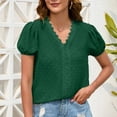 thumbnail image 1 of SELONE Summer Tops Short Sleeve Tops Blouses Regular Fit T Shirts Pullover Tops Tees Tops Solid T-Shirts V Neck Tops Blouses T Shirts Easy Care Soft Lightweight Breathable Pullover Tops Green L, 1 of 5