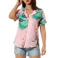 thumbnail image 1 of INSPIRE CHIC Chemises pour Femmes Hawaïennes à Manches Courtes Tropicales à Fleurs Boutonnées Hauts L Rose Poudré, 1 of 8