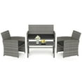 thumbnail image 2 of Costway 4 PCS Patio Furniture Set with Tempered Glass Coffee Table Loveseat 2 Single Sofas Black + Gray, 2 of 10