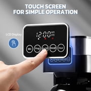 8-Cup Programmable Coffee Maker with Thermal Carafe, Touch Screen Timer, Auto Shut off & Pause-Serve Feature, Strong Brew Option, Stainless Steel & Black