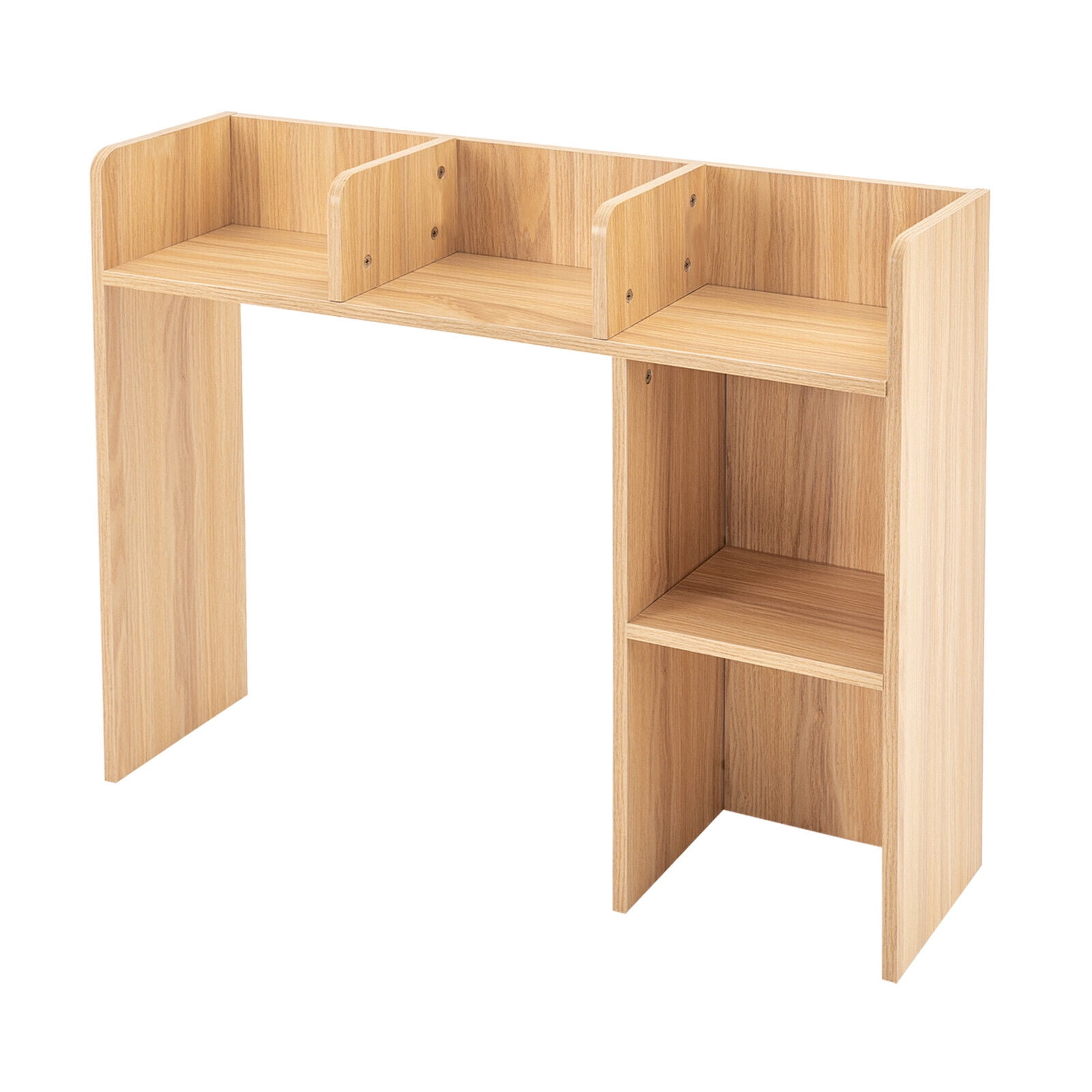 3 Layer Rectangle Desk Bookshelf Organizer, Wood Office Desk Bookshelf Holder, Desktop Storage Rack Shelf