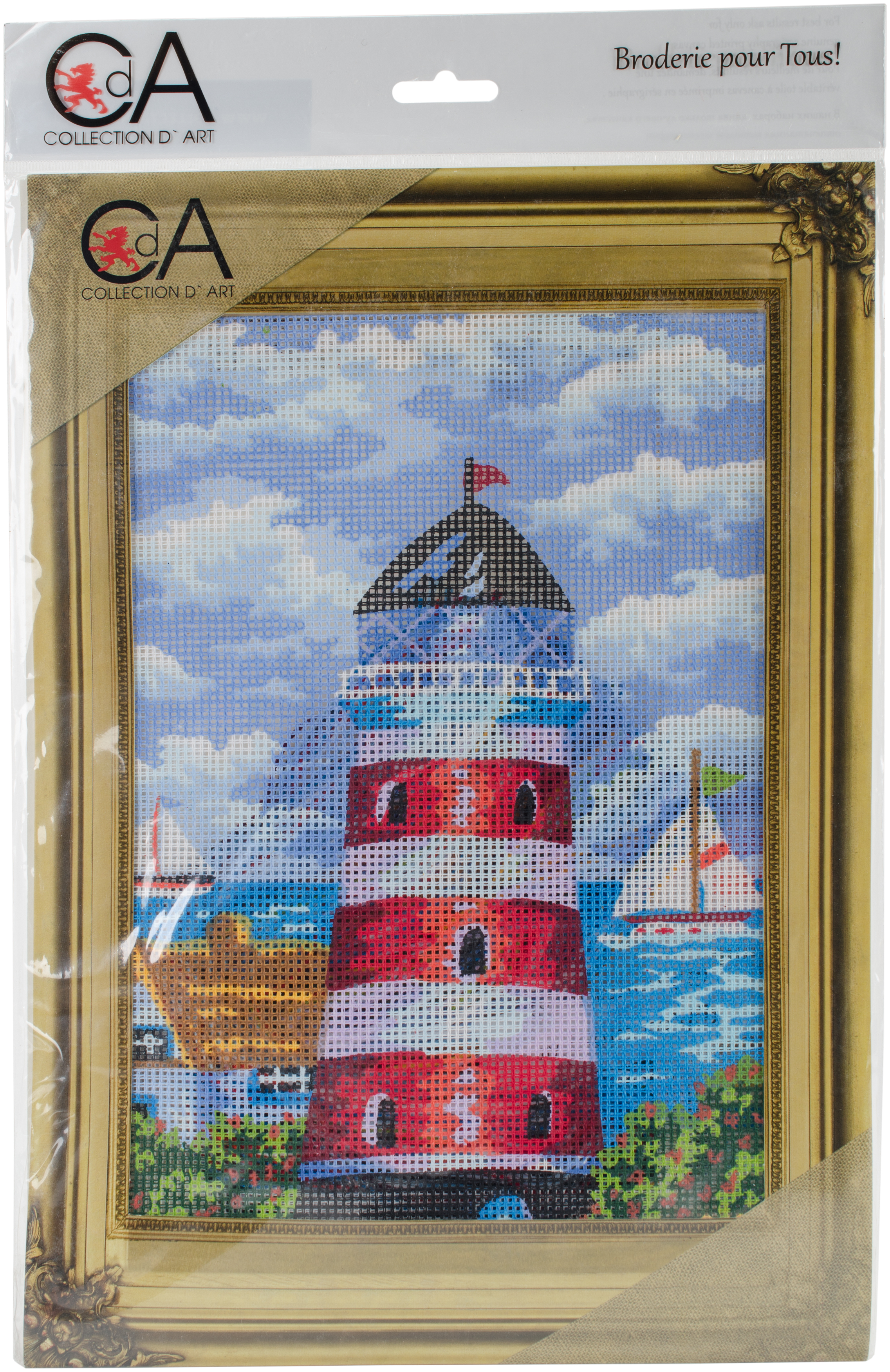 RTO Collection D'Art Stamped Needlepoint Kit – Steam Boat, 15x15 Cm, Inkl. Garn & Nadel