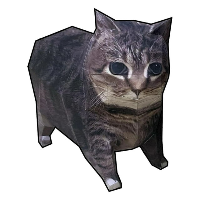 Desktop Ornament for Living Room - Cat Papercraft Life Scale 3D Paper Decorative Craft by Cat Motifs DIY Handmade Display Piece for Desk