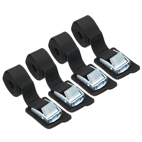 Uxcell Cargo Tie Down Strap 1" x 3.28 Ft, 4Pcs Adjustable Heavy Duty Cam Buckle Lashing Strap Secure Cinch Straps for Truck Boat Kayak Motorcycle, Black/White