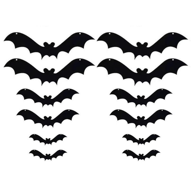 12pcs simulación de murciélagos voladores colgantes horribles bats de fieltro de diseño de halloween accesorios