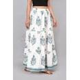 thumbnail image 5 of Women White & Blue Floral Tiered Cotton Maxi Skirt | Boho Flow | Elastic Waist | Summer Wear - XXL, 5 of 6